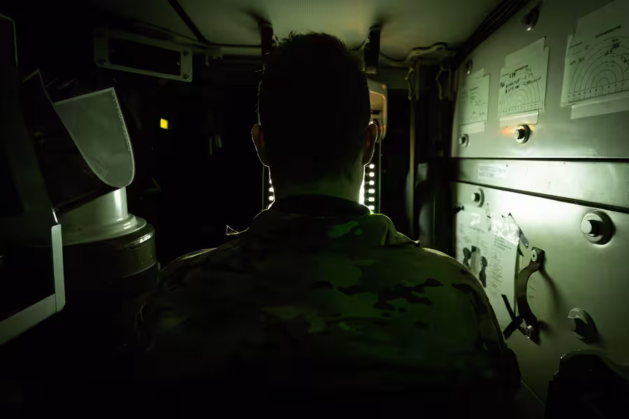 Soldier conducting arial observations, defending against drones and other hybrids threats.